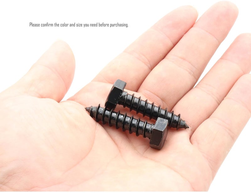 LBY 12pcs Lag Screws, 3/8" x 1-1/2" Hex Head Lag Screws Bolts (with Washers), Heavy-Duty Wood Screws for Decking & Structural Fastening, 304 Stainless Steel, (Black) - Image 2